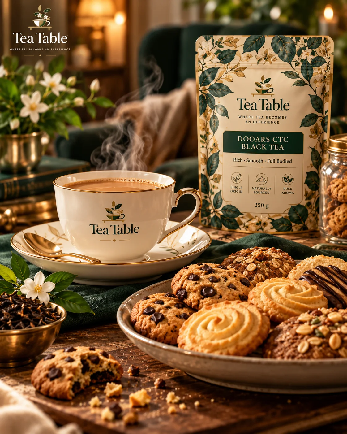 Cookies and biscuits with tea